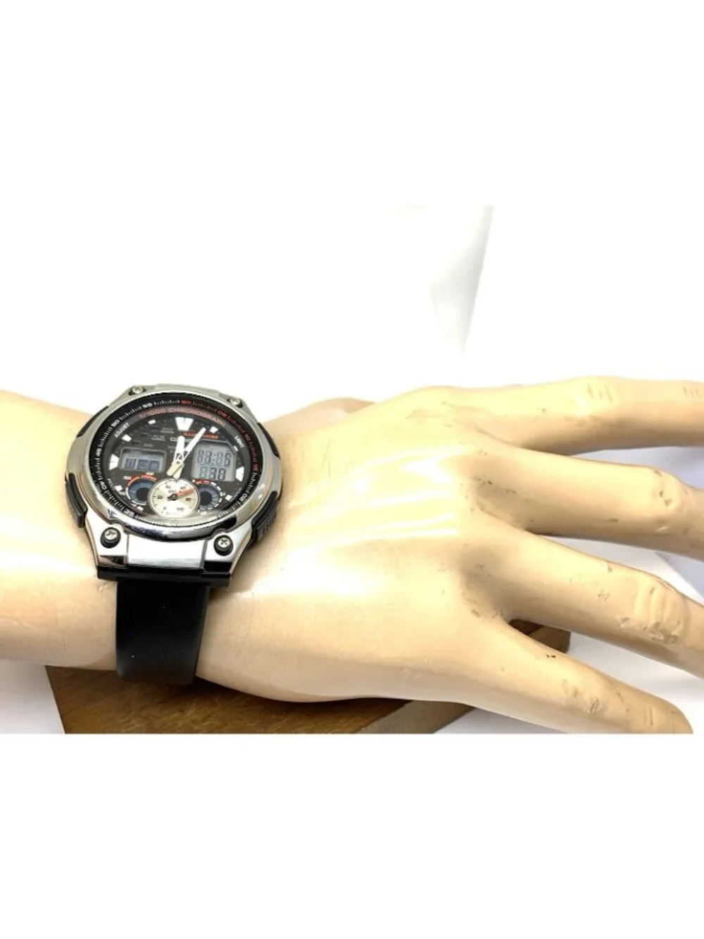 Casio Men's Watch AQ190W Quartz Analog Digital World Time Black Resin 5082